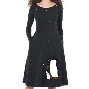 Beaded Penguin Cotton Knit Dress